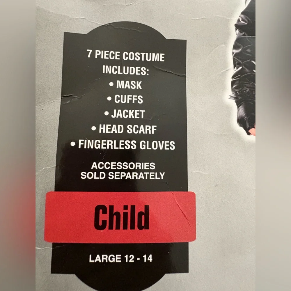 Bad to the‎ Bone Child Costume L 12-14 Skull Mask Jacket Gloves Halloween